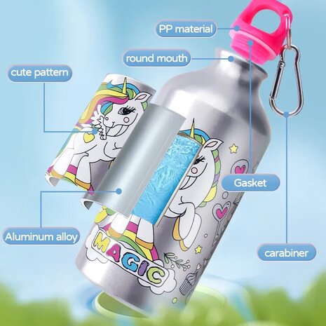 Unicorn Aluminium Waterfles - DIY - 500ml